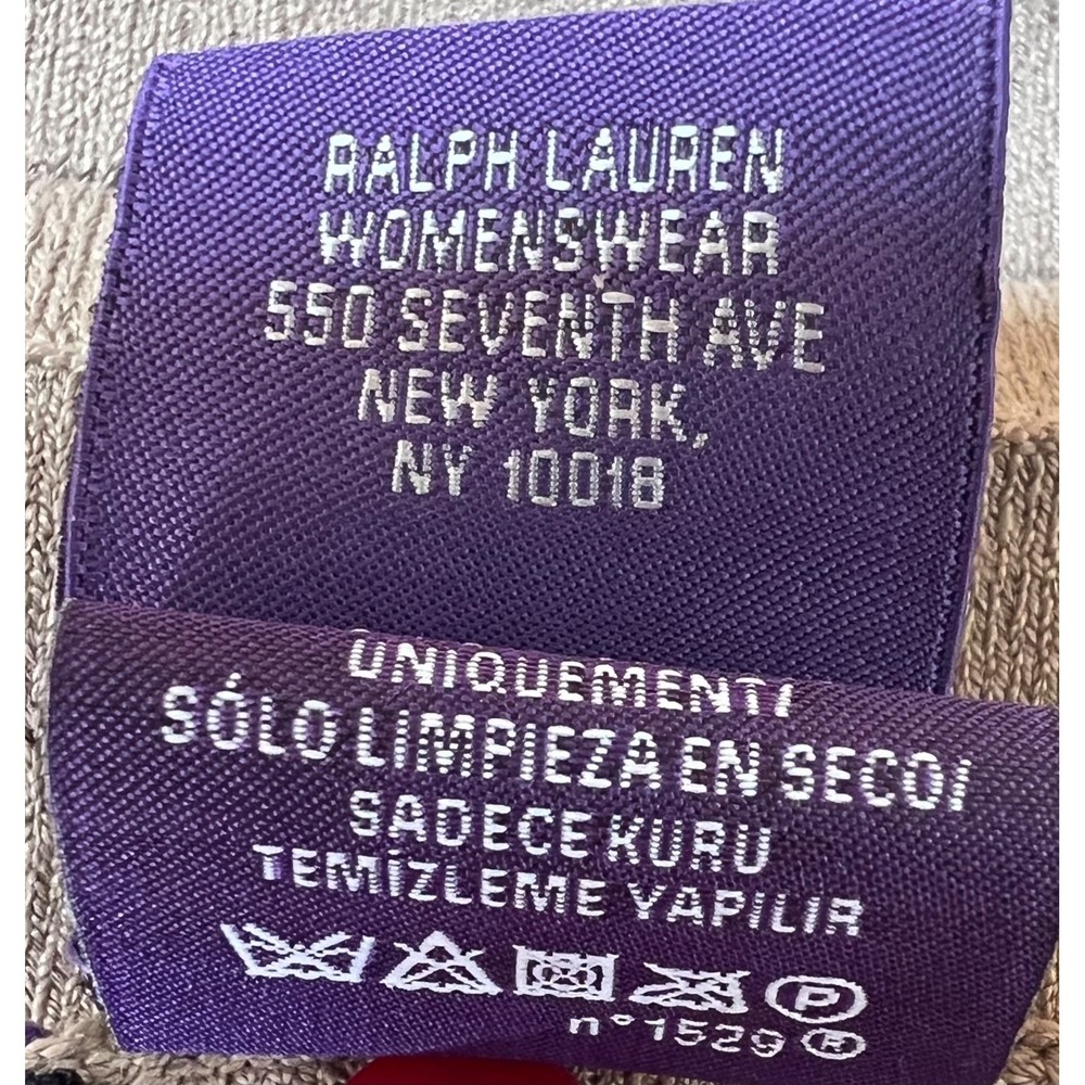Ralph Lauren Purple Label Pleated Midi Dress XS Tan Knit Layered Bodice Viscose - Picture 12 of 13